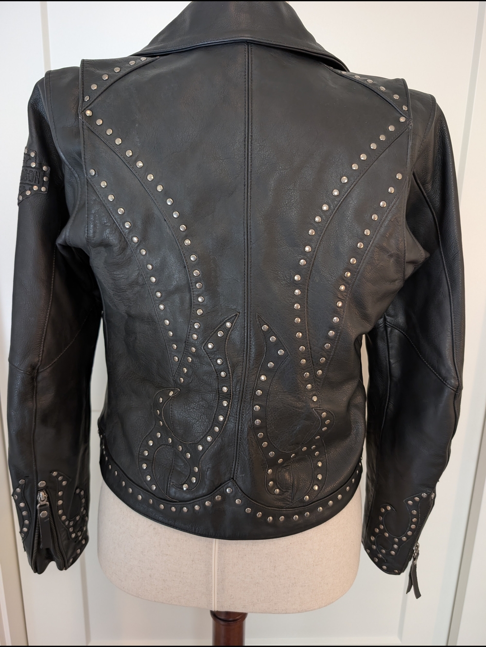 Harley-Davidson Black Leather Asymmetric Moto Jacket With Matching Chaps